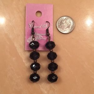 Sparkling black bead drop earrings